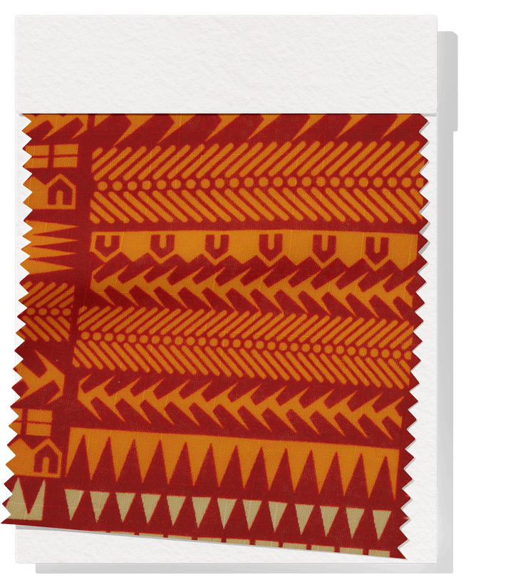 Cotton Dobby Pacific Print $10.00p/m - Design  8 Orange &amp; Brown - The Fabric Shop