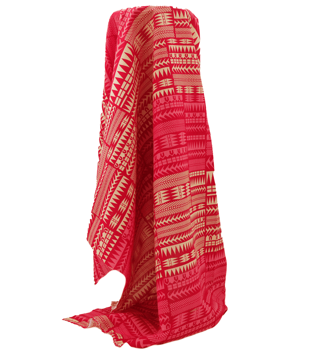Cotton Dobby Pacific Print $10.00p/m - Design  8 Pink & Red - The Fabric Shop