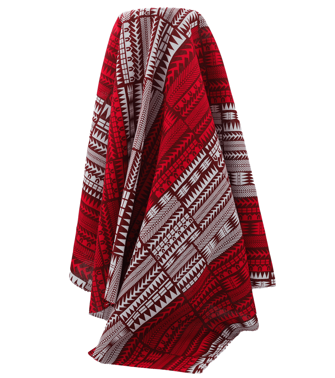 Cotton Dobby Pacific Print $10.00p/m - Design  8 Red &amp; Maroon - The Fabric Shop