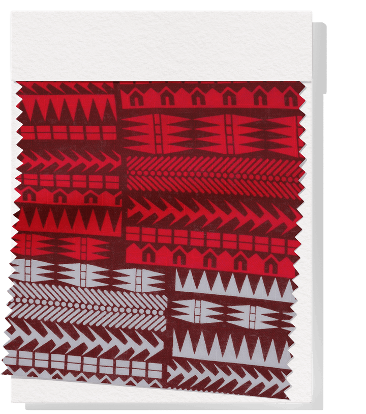 Cotton Dobby Pacific Print $10.00p/m - Design  8 Red &amp; Maroon - The Fabric Shop