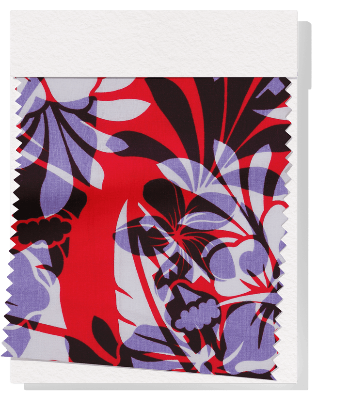 Cotton Dobby Pacific Print $10.00p/m - Design B Red &amp; Grey - The Fabric Shop