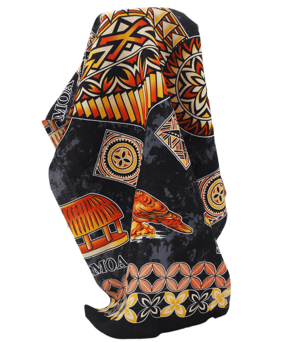Cotton Dobby Pacific Samoan Print $10.00p/m - Black - The Fabric Shop