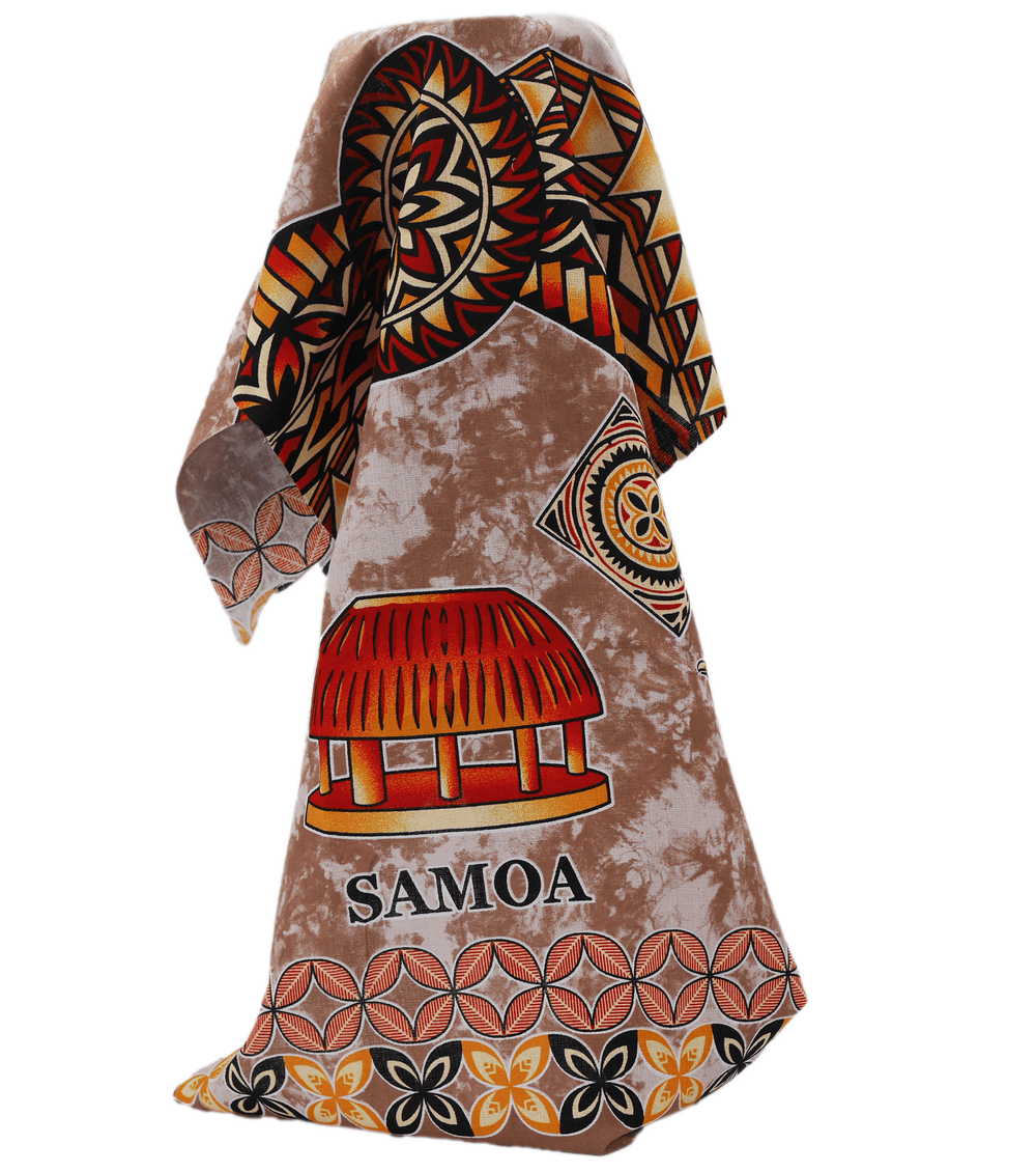 Cotton Dobby Pacific Samoan Print $10.00p/m - Brown - The Fabric Shop