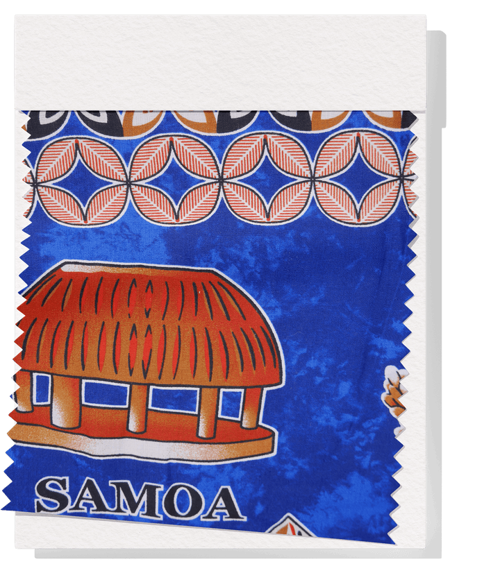 Cotton Dobby Pacific Samoan Print $10.00p/m - Royal - The Fabric Shop
