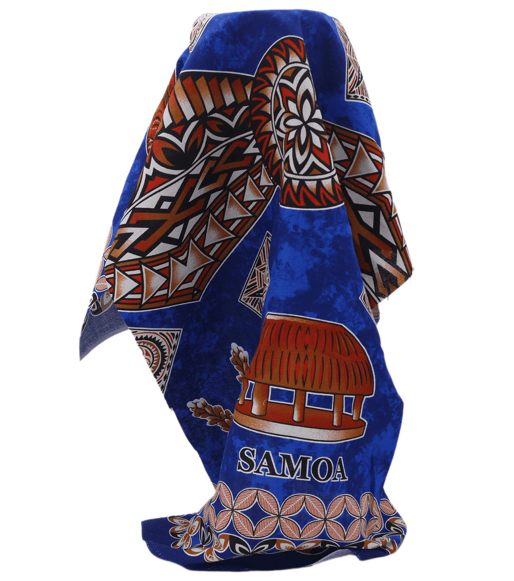 Cotton Dobby Pacific Samoan Print $10.00p/m - Royal - The Fabric Shop
