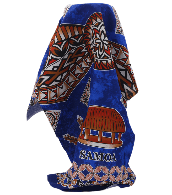 Cotton Dobby Pacific Samoan Print $10.00p/m - Royal - The Fabric Shop