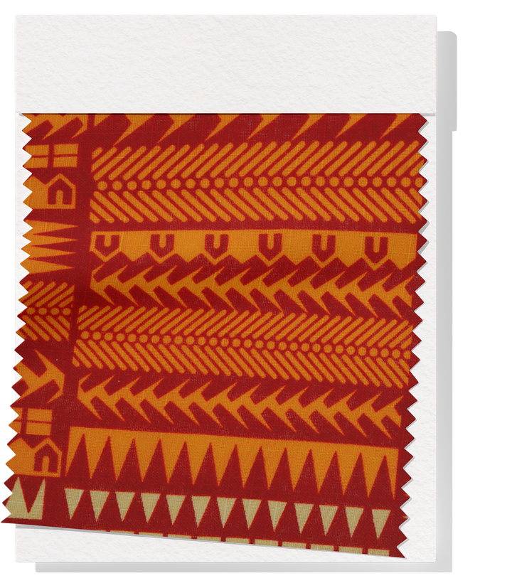 Cotton Dobby Pacific Print $10.00p/m - Design # 8 Orange & Brown