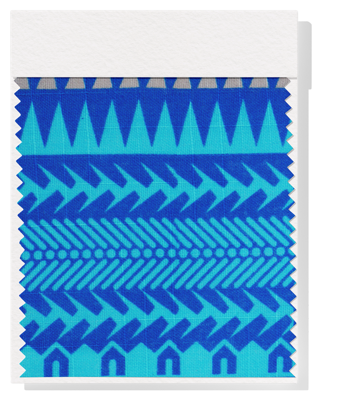 Cotton Dobby Pacific Print $10.00p/m - Design # 8 Blue & Beige