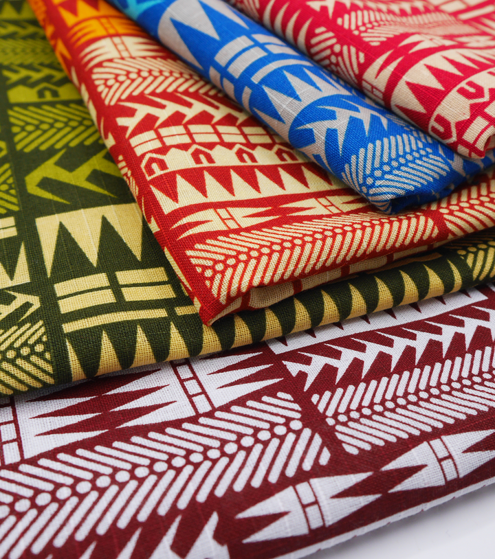 Cotton Dobby Pacific Print $10.00p/m - Design # 8 Orange & Brown