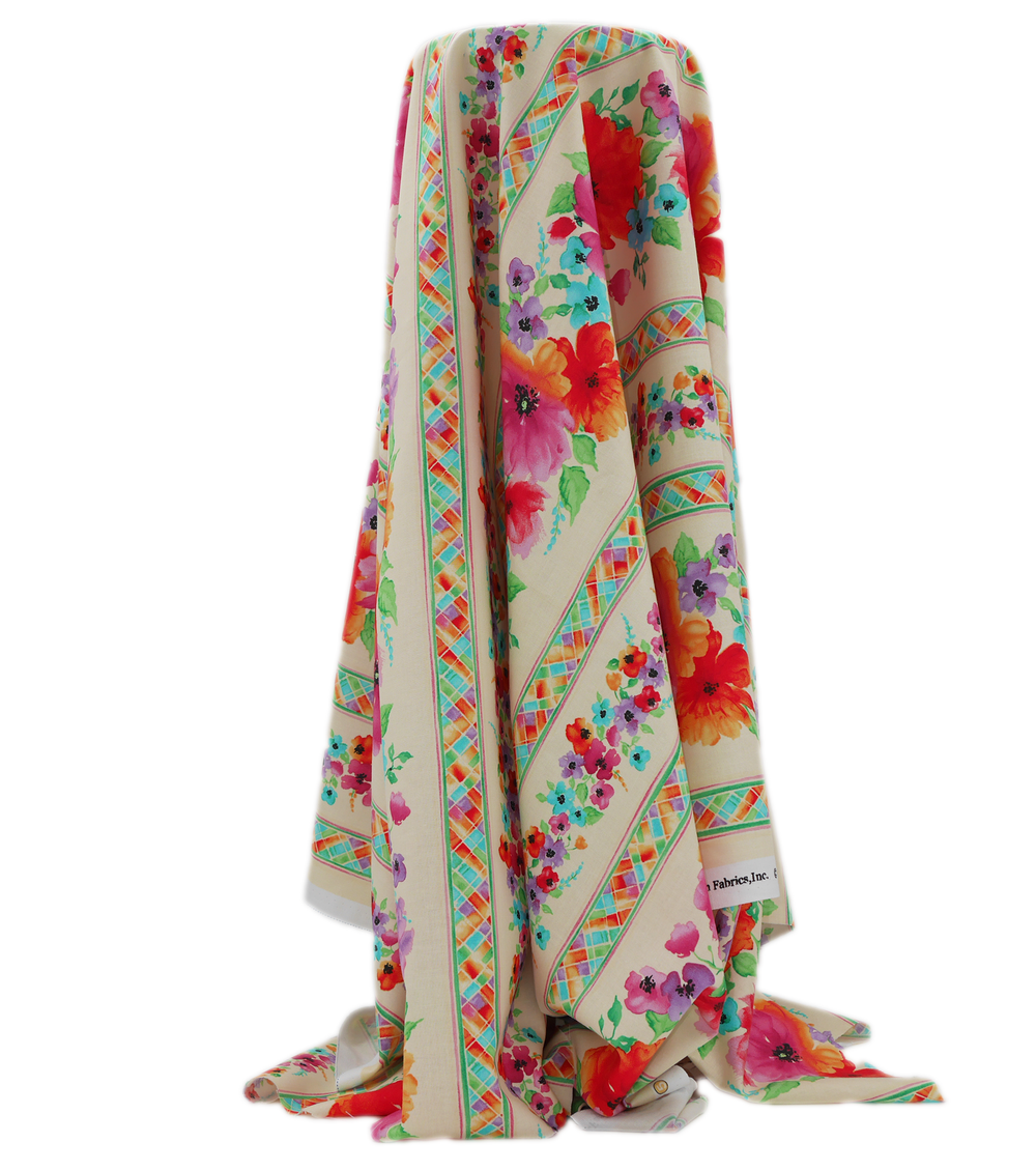 CRAFT COTTON $5.00P/M - Fiesta Floral Border - The Fabric Shop