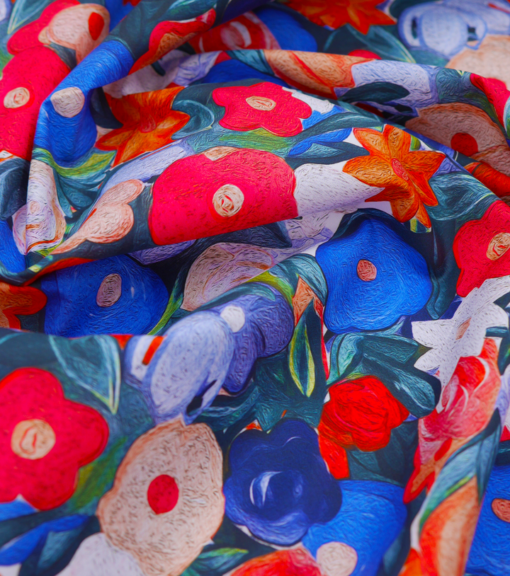 Digital Printed Cotton Poplin $14.00p/m - Bold Painterly Blooms - The Fabric Shop
