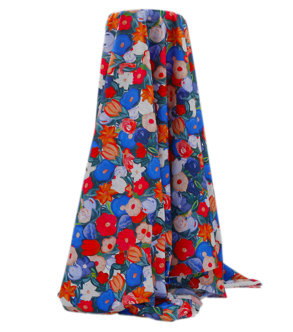 Digital Printed Cotton Poplin $14.00p/m - Bold Painterly Blooms - The Fabric Shop