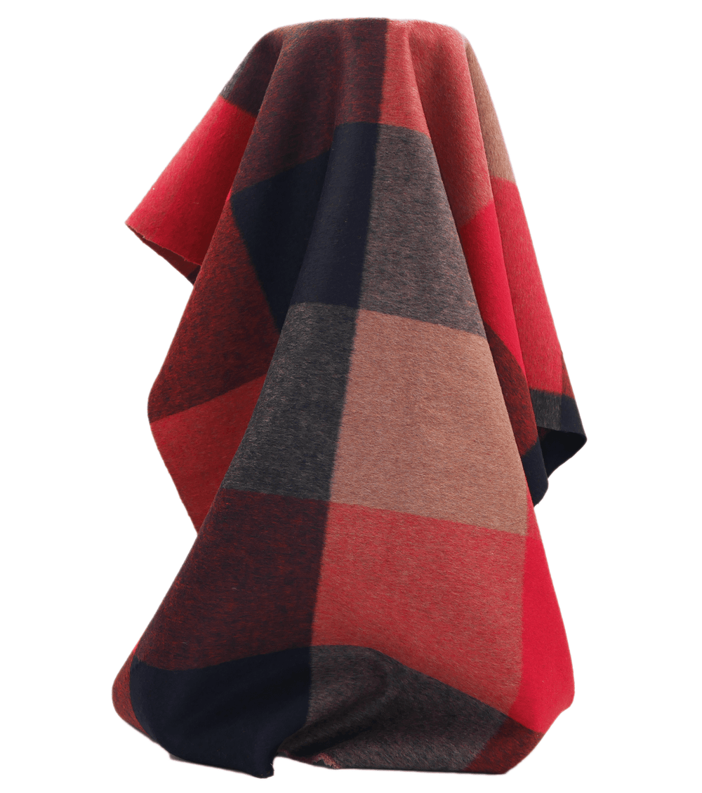 DOUBLE FACED CHECK WOOL $24.00P/M - Buffalo Check Red & Charcoal - The Fabric Shop