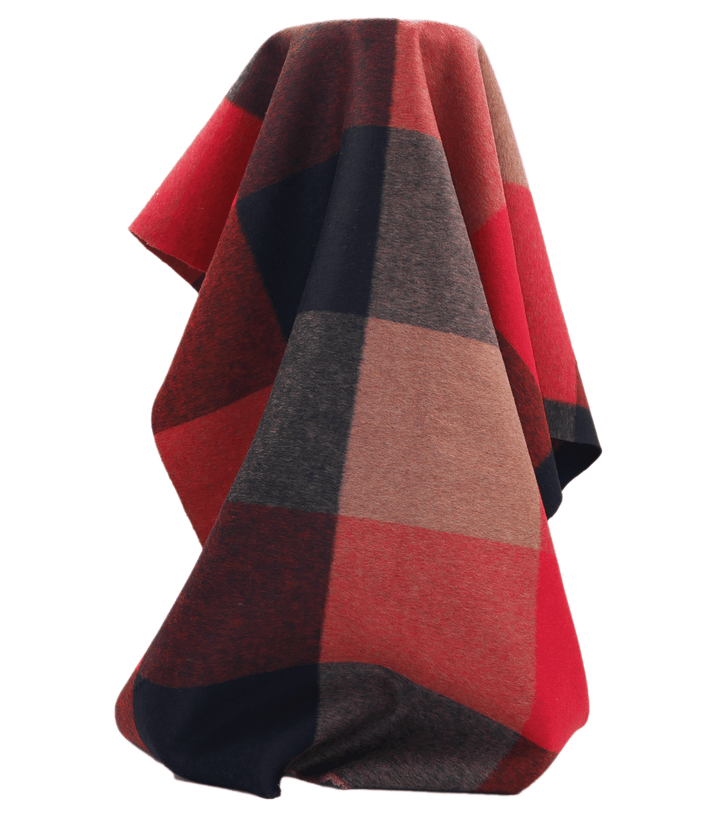 DOUBLE FACED CHECK WOOL $24.00P/M - Buffalo Check Red &amp; Charcoal - The Fabric Shop