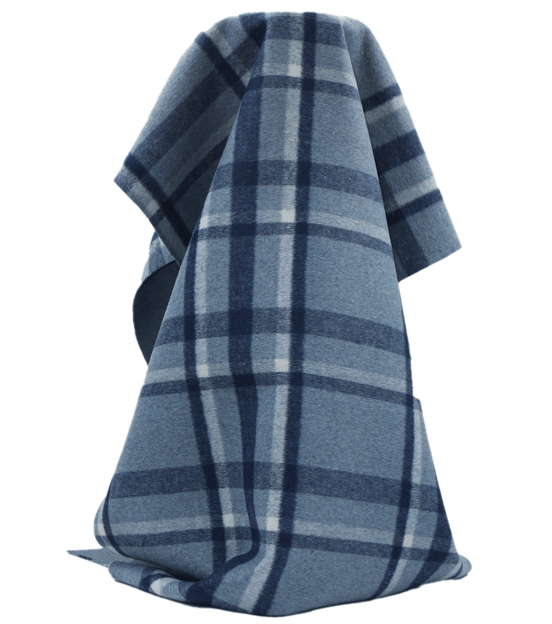 DOUBLE FACED CHECK WOOL $24.00P/M - Coastal Blues - The Fabric Shop