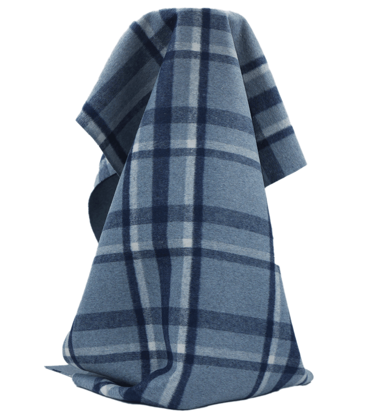DOUBLE FACED CHECK WOOL $24.00P/M - Coastal Blues - The Fabric Shop