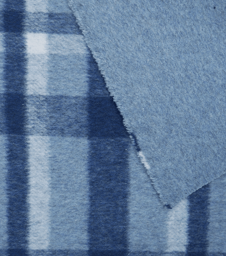 DOUBLE FACED CHECK WOOL $24.00P/M - Coastal Blues - The Fabric Shop
