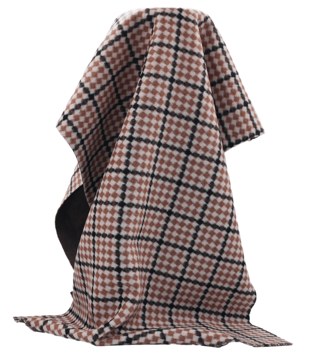 DOUBLE FACED CHECK WOOL $24.00P/M - Mocha Diamond - The Fabric Shop