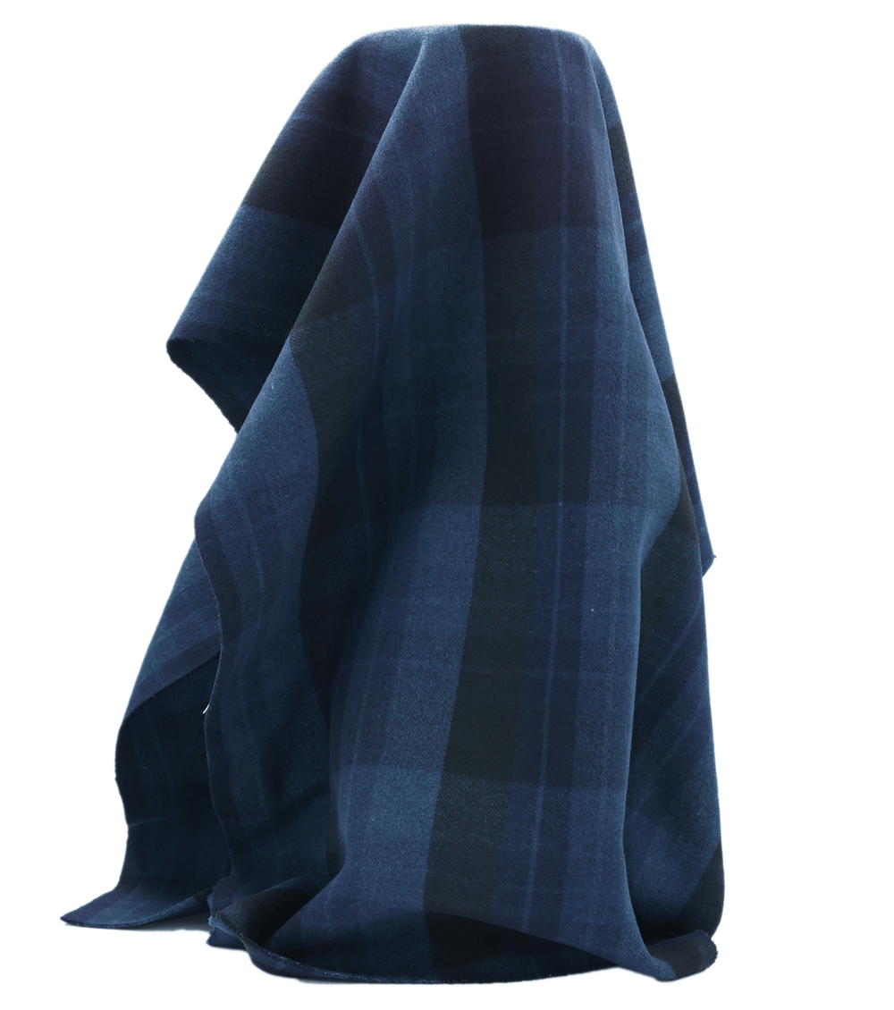 DOUBLE FACED CHECK WOOL $24.00P/M - Navy Block - The Fabric Shop