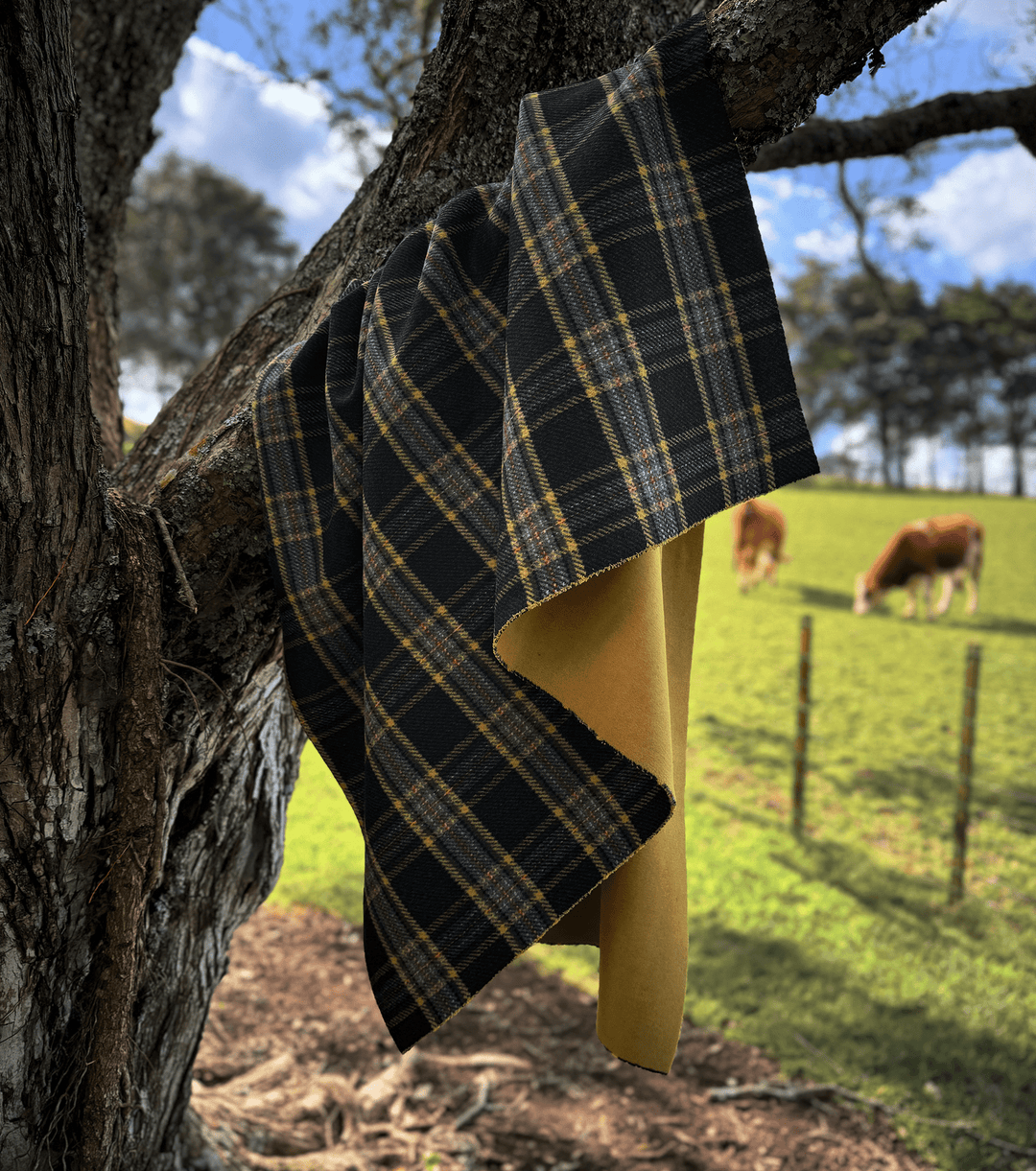 DOUBLE FACED CHECK WOOL $24.00P/M - Ochre Trail - The Fabric Shop