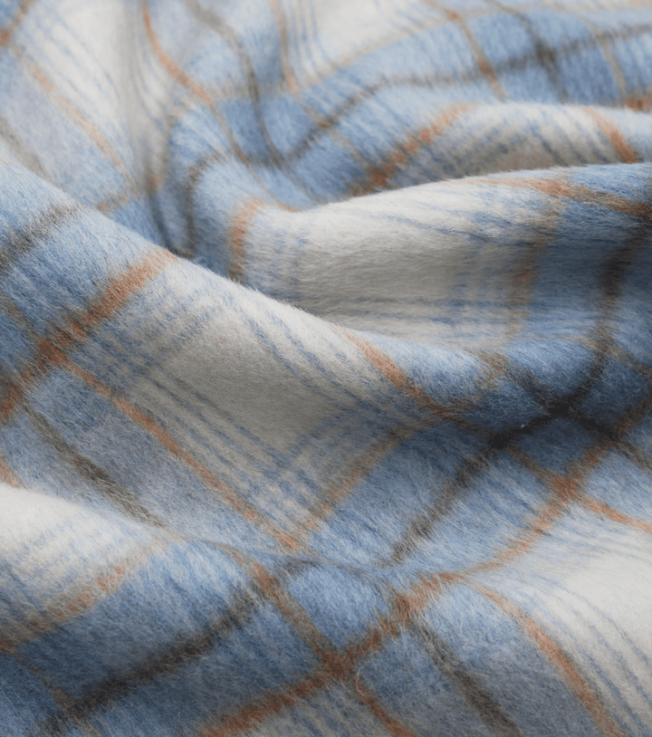 DOUBLE FACED CHECK WOOL $24.00P/M - Powder Blue - The Fabric Shop