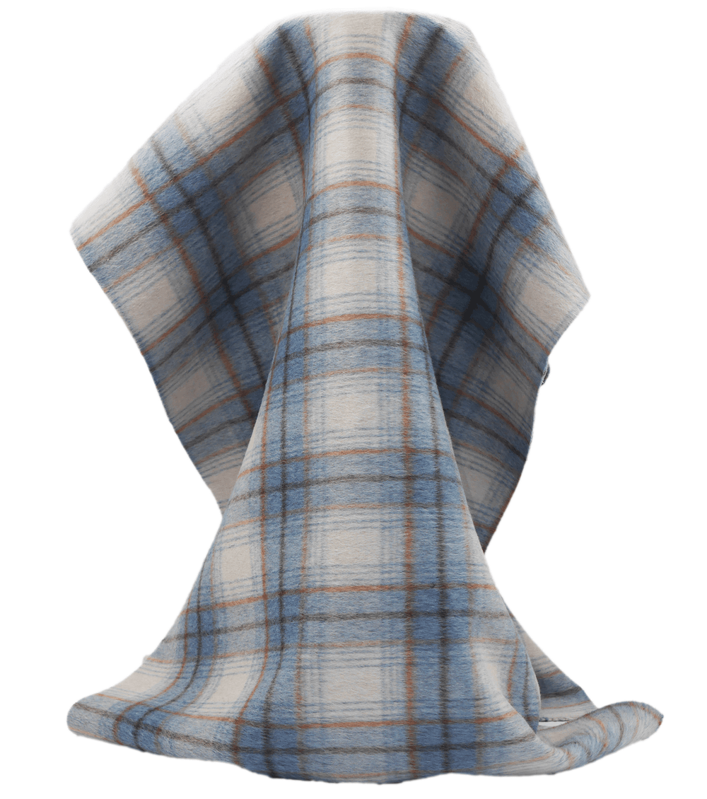 DOUBLE FACED CHECK WOOL $24.00P/M - Powder Blue - The Fabric Shop