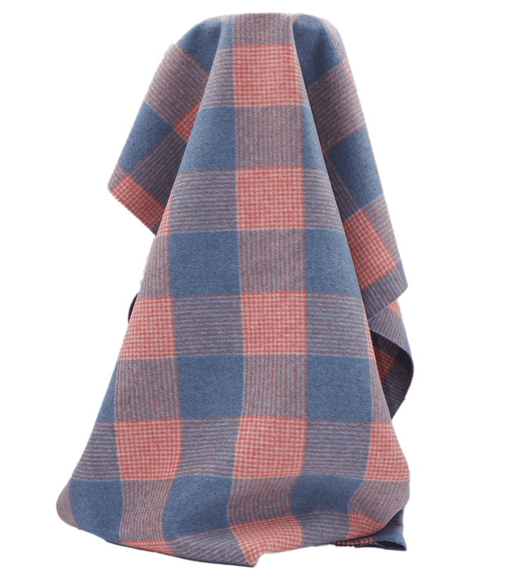 DOUBLE FACED CHECK WOOL $24.00P/M - Retro red &amp; blue - The Fabric Shop