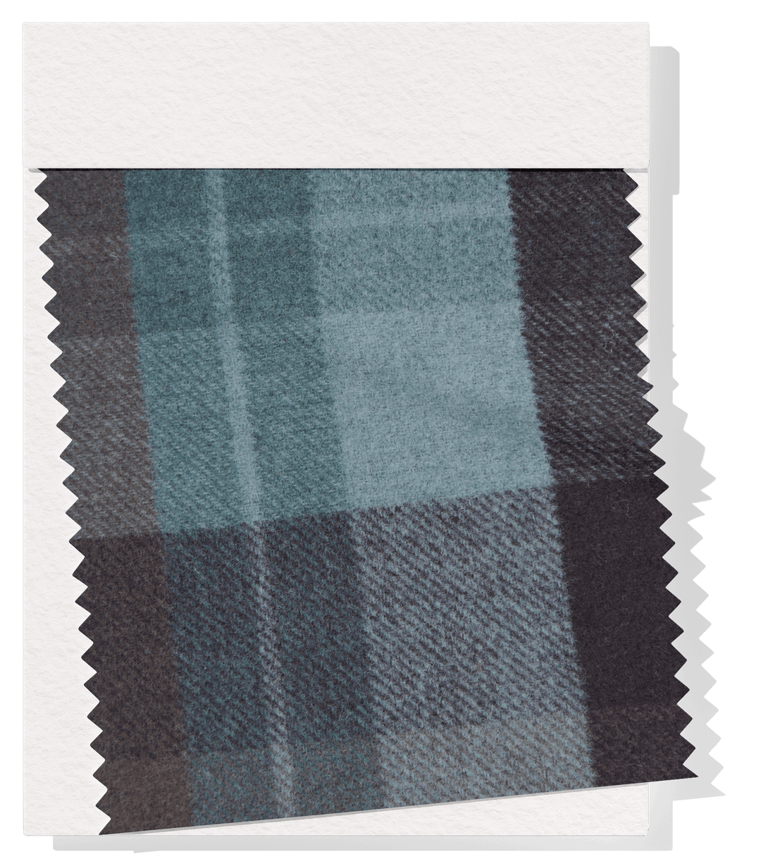 DOUBLE FACED CHECK WOOL $24.00P/M - TEAL & CHARCOAL CHECK - The Fabric Shop