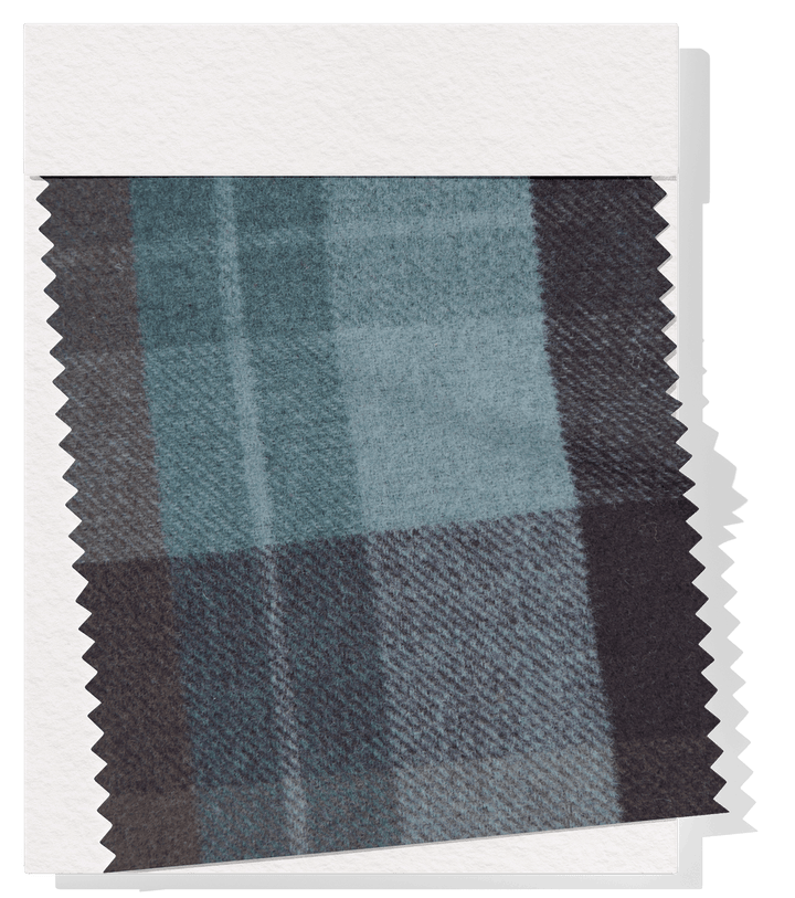 DOUBLE FACED CHECK WOOL $24.00P/M - TEAL &amp; CHARCOAL CHECK - The Fabric Shop