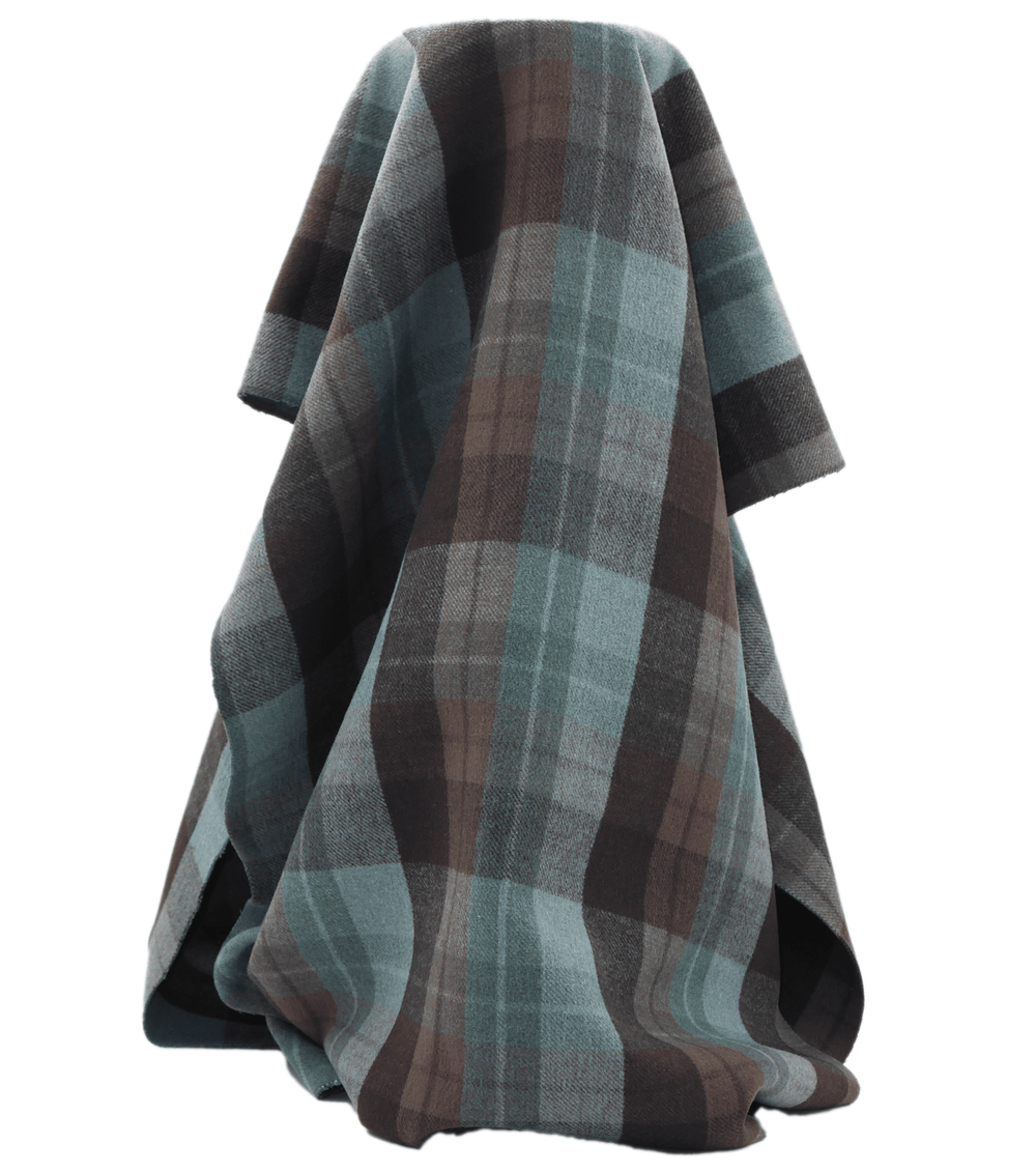 DOUBLE FACED CHECK WOOL $24.00P/M - TEAL & CHARCOAL CHECK - The Fabric Shop