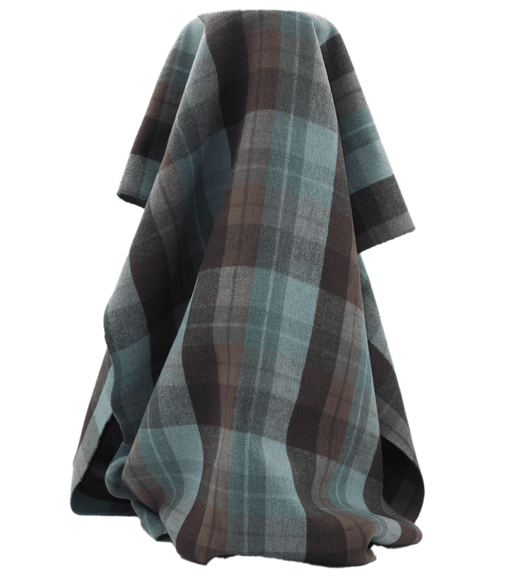 DOUBLE FACED CHECK WOOL $24.00P/M - TEAL &amp; CHARCOAL CHECK - The Fabric Shop