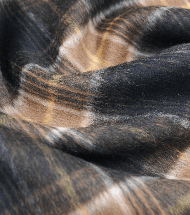 DOUBLE FACED CHECK WOOL $24.00P/M - Tobacco &amp; Gold - The Fabric Shop