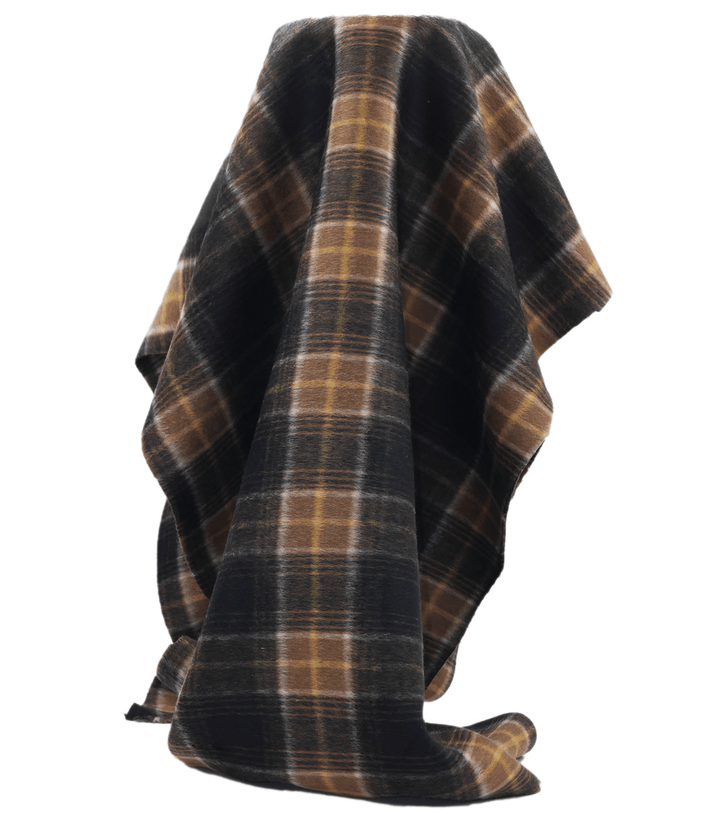 DOUBLE FACED CHECK WOOL $24.00P/M - Tobacco &amp; Gold - The Fabric Shop