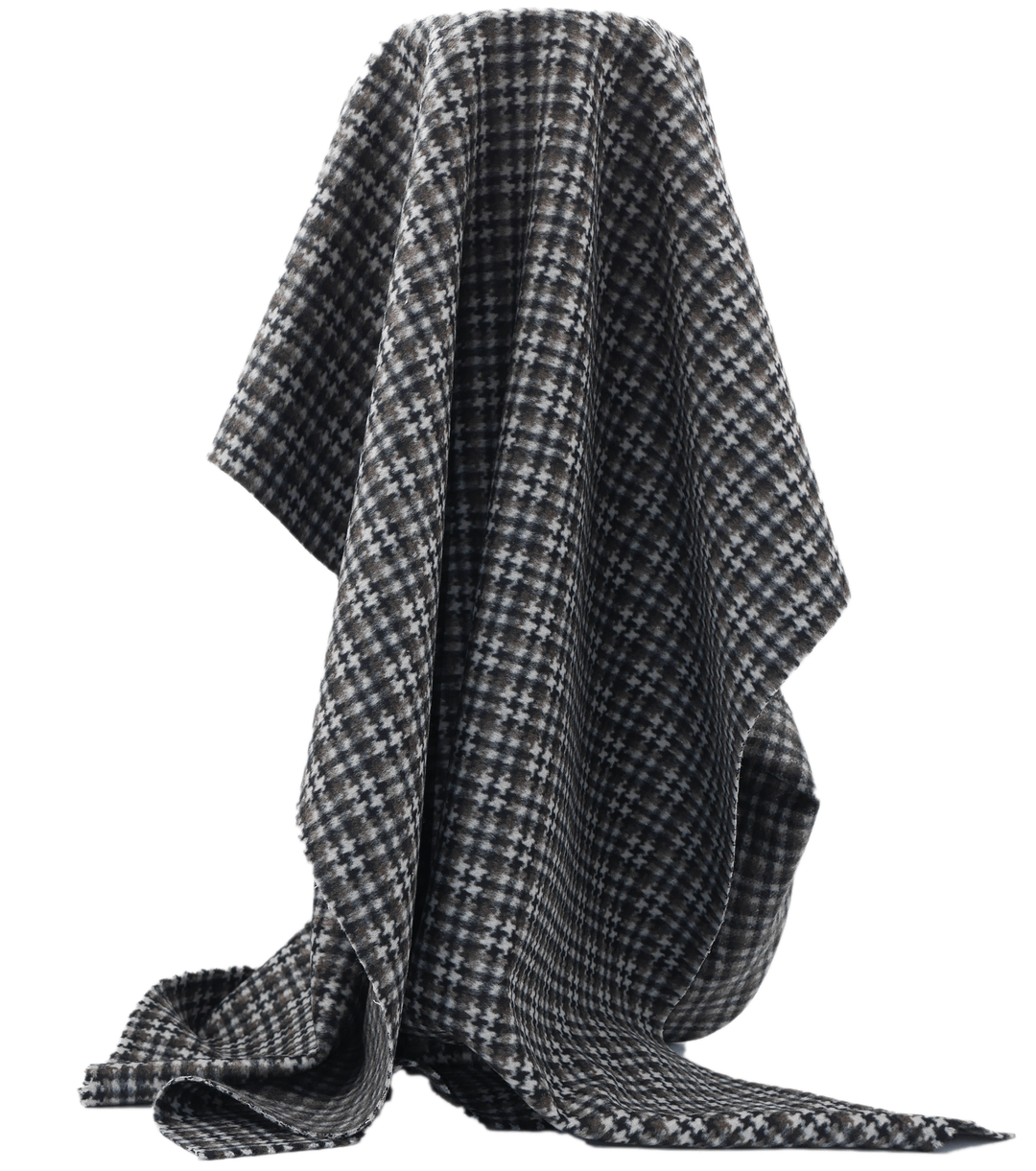 DOUBLE FACED CHECK WOOL $24.00P/M - Vintage Noir Houndstooth - The Fabric Shop