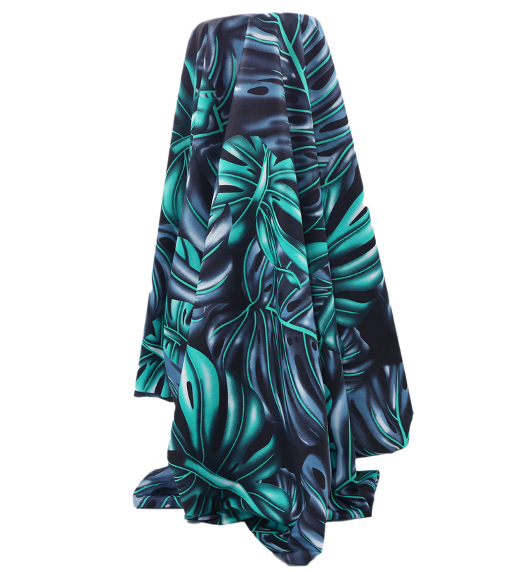 Pacific Printed Rayon $10.00p/m - Design 7 Teal, Grey & Black