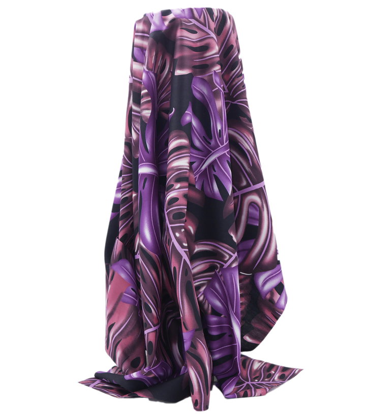 Pacific Printed Rayon $10.00p/m - Design 4 Maroon, Purple & Black