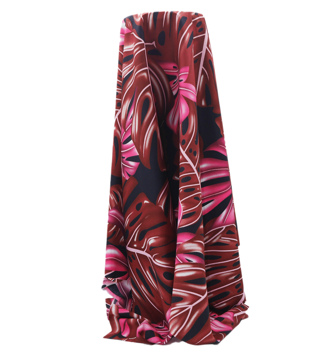 Pacific Printed Rayon $10.00p/m - Design 9 Pink, Maroon & Black