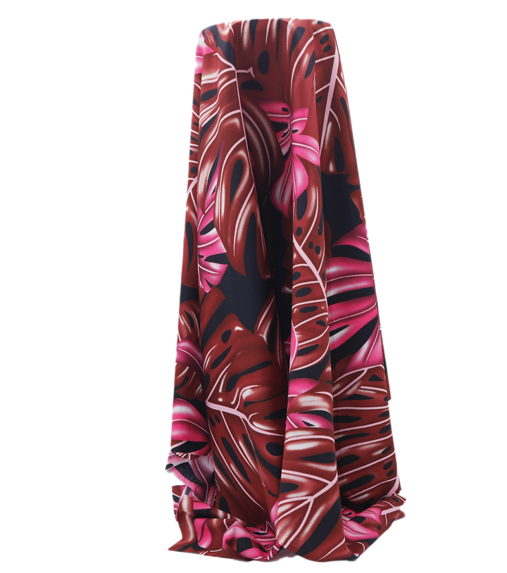 Pacific Printed Rayon $10.00p/m - Design 9 Pink, Maroon & Black