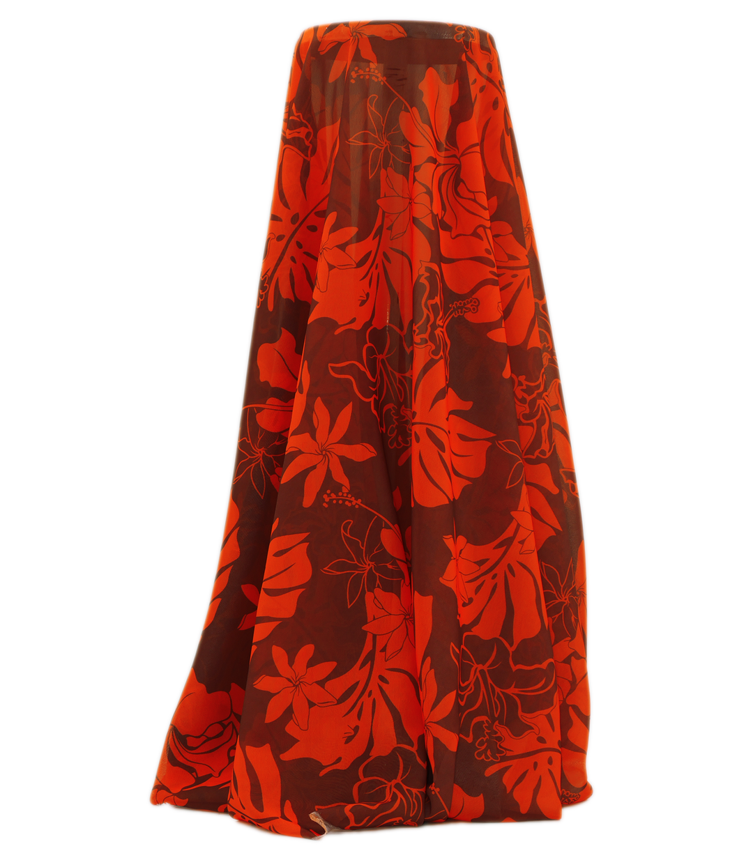 CHIFFON PACIFIC PRINT $9.00P/M - Maroon &amp; Orange