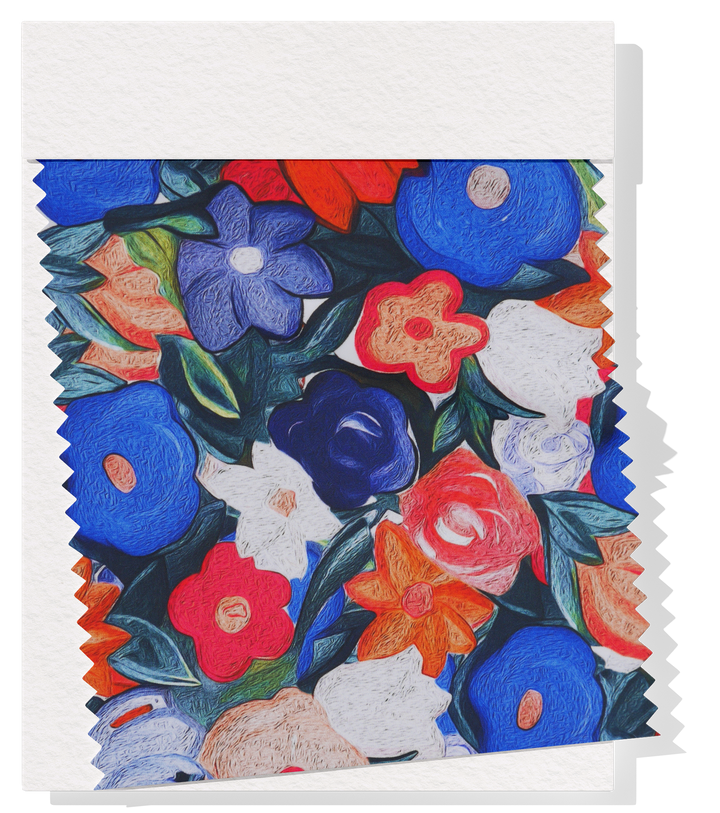 Digital Printed Cotton Poplin $14.00p/m - Bold Painterly Blooms