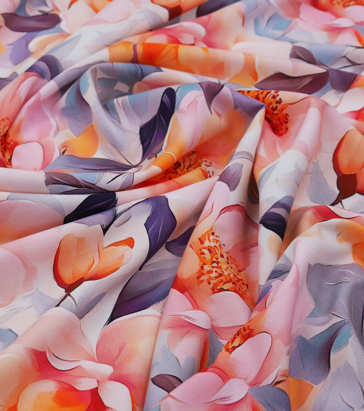 PRINTED RAYON $12.00P/M - Sunset Peony