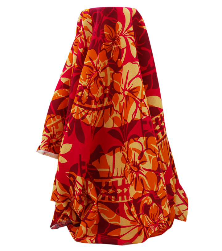 Cotton Dobby Pacific Print $10.00p/m - Design #D Yellow, Orange & Red
