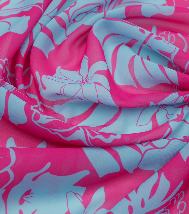 CHIFFON PACIFIC PRINT $9.00P/M - PINK &amp; Blue