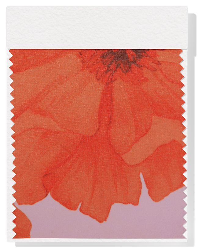 PRINTED POLYESTER $5.00P/M - Papaya Poppy