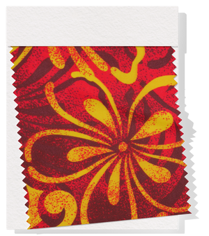Polyester / Cotton Pacific Print $3.00p/m- Red & Yellow Design D