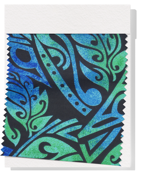 Polyester / Cotton Pacific Print $3.00p/m- Blue, Green & Black Design E