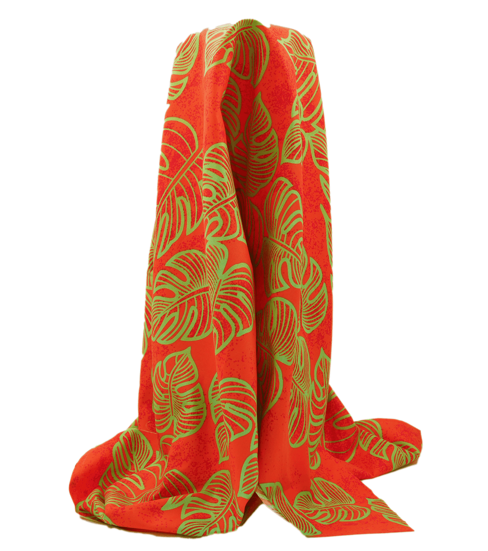POLYESTER / COTTON PACIFIC PRINT $3.00P/M - ORANGE & LIME - The Fabric Shop