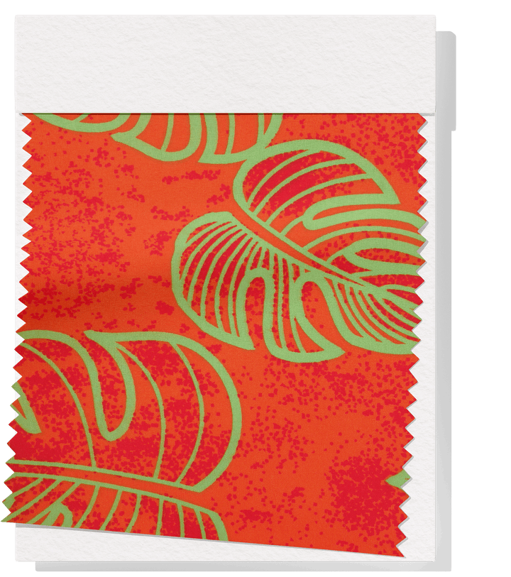 POLYESTER / COTTON PACIFIC PRINT $3.00P/M - ORANGE &amp; LIME - The Fabric Shop