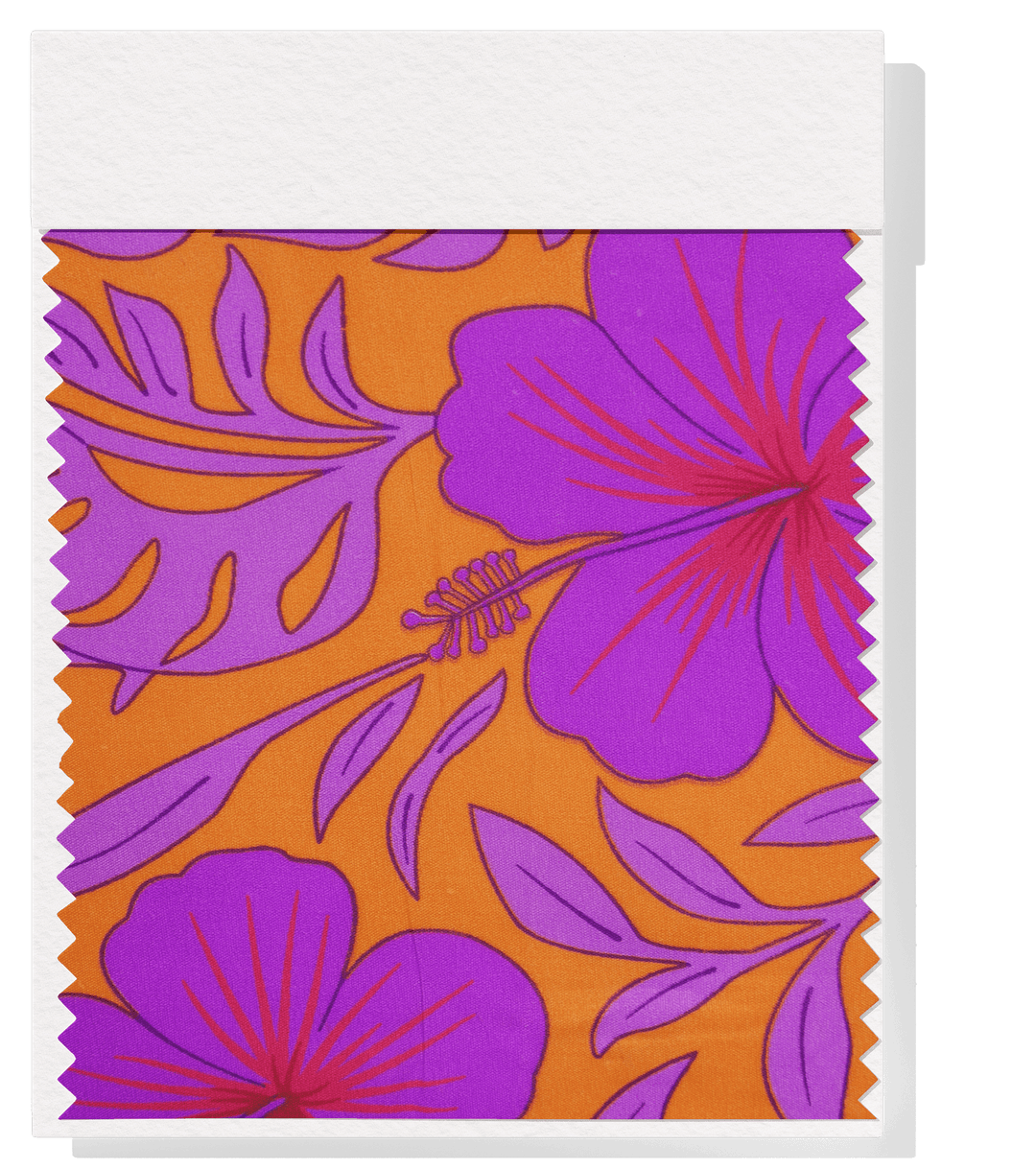 POLYESTER / COTTON PACIFIC PRINT $3.00P/M - ORANGE & PURPLE - The Fabric Shop