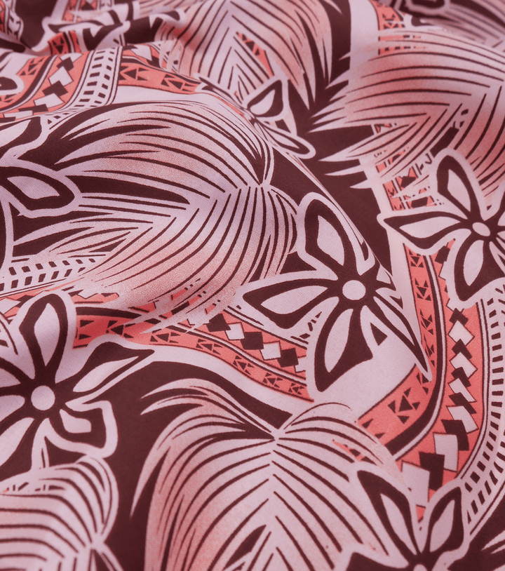 POLYESTER / COTTON PACIFIC PRINT $3.00P/M - Pink &amp; maroon - The Fabric Shop